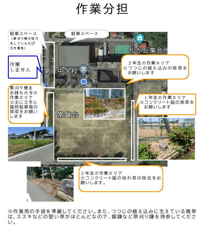 ６月２８日親子奉仕作業分担