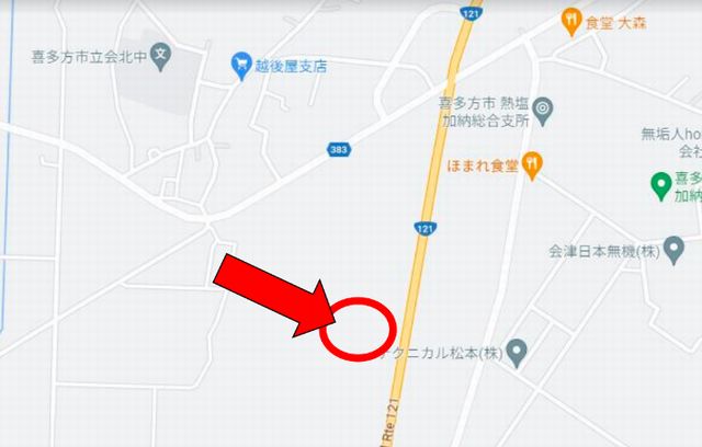 熊目撃場所の地図